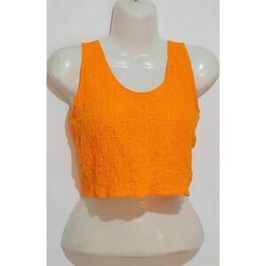 NWT-A New Day Women's Slim Fit Puckered Cropped Tank Top Orange Size S